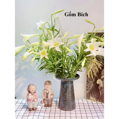 Bình Hoa Lọ Hoa Dáng Mặt Hồ Men Châu Âu - Gốm Sứ Bát Tràng