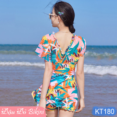 Bộ bơi liền thân nữ dáng váy quyến rũ, thun bơi đẹp co giãn 4 chiều thoáng mát, áo có sẵn gọng đệm, tôn dáng giấu bụng tốt | KT180