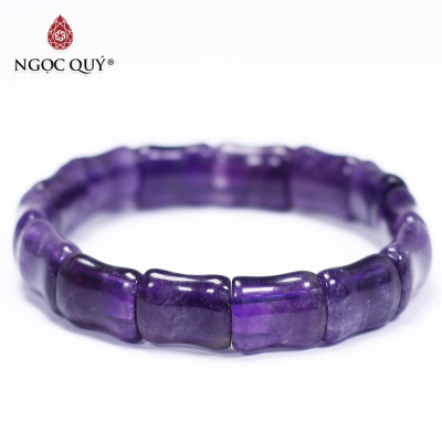  Vòng tay đá thạch anh tím đốt trúc 14.5x11.5mm mệnh hỏa. thổ - Ngọc Quý Gemstones