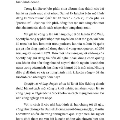 Spotify Và Những Chuyện Chưa Kể - Hành Trình Đánh Bại Apple, Google Và Amazon Trong Cuộc Đua Âm Thanh Số Của Nhà Sáng Lập Daniel Ek