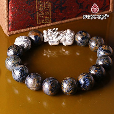 Vòng tay đá giông bão mix charm bạc tỳ hưu tài lộc mệnh thủy, mộc - Ngọc Qúy Gemstones