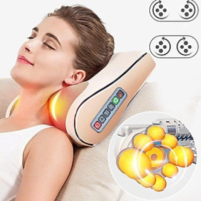 Gối Massage Cổ Vai Gáy, Máy Massage Hồng Ngoại 20 Bi Cao Cấp