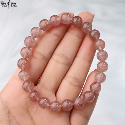 Vòng tay đá thạch anh dâu tây 3A hợp mệnh Hỏa, Thổ