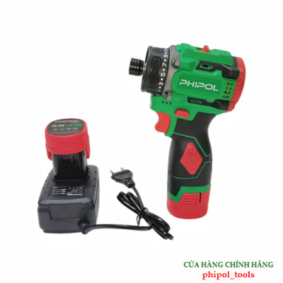 Combo Máy chuyên vít 21 cấp trượt dùng pin PHIPOL TOOLS PH3012 có chỉnh tốc, kèm 2 pin và sạc - Hàng Chính Hãng
