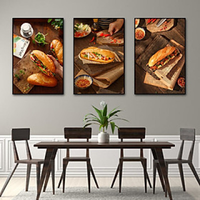 Tranh treo tường trang trí decor quán bánh mì Việt Nam tranh có khung kèm đinh treo
