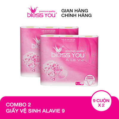 Combo 2 Lốc Giấy vệ sinh Bless You Alavie 9 (Lốc 9 cuộn)