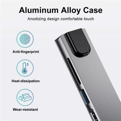 Bộ Chuyển Đổi Hub USB C Hub 8 Trong 1 Type C 3.1 Sang 4K RJ45 Đọc Thẻ SD / TF Cho MacBook Notebook Laptop Máy Tính - Hàng Nhập Khẩu