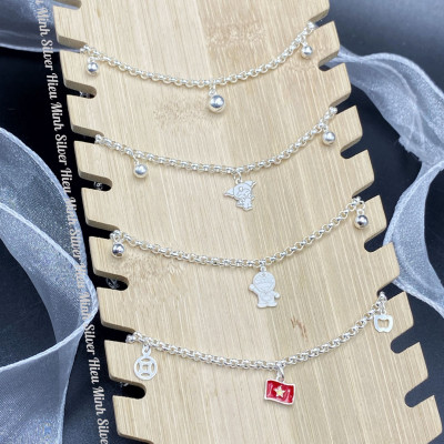 Lắc tay Cho Bé Bạc Ta Nguyên Chất S99 Mix Charm Chính Hãng Bạc Hiểu Minh LTE568