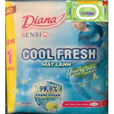 1 Gói Băng vệ sinh Diana Sensi Cool Fresh Siêu mỏng cánh 8 miếng - Date luôn mới