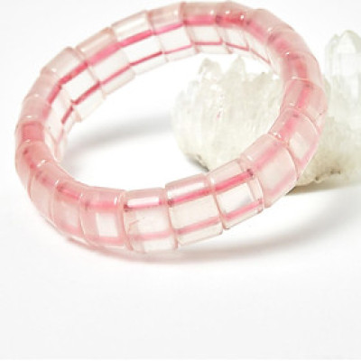 Vòng thạch anh hồng bản vuông hạt đá 15x9.5mm mệnh hỏa, thổ - Ngọc Quý Gemstones