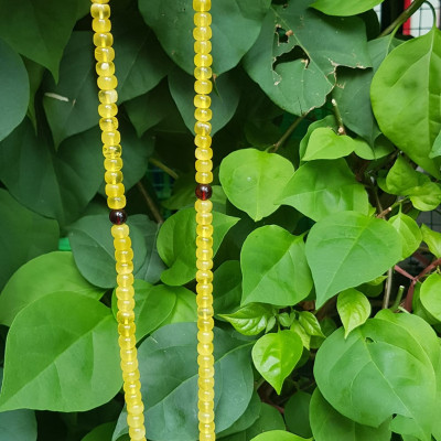 Sợi Dây Chuỗi Đeo Cổ Hổ Phách Bánh Xe Vàng Anh trang sức phong thủy quý hiếm sang đẹp 7mm 100% qua sự hóa thạch nhựa cây thông cổ đại quý giá và có giá trị cao  Rất hợp mệnh kim, thổ, thủy tốt sức khỏe,may mắn khó có loại đá nào sánh kịp ạ