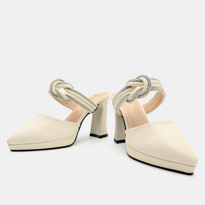 Giày cao gót nữ đẹp đế vuông 8 phân hàng hiệu rosata hai màu đen kem ro562