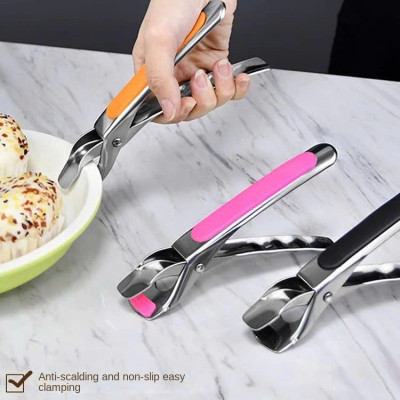 Dụng cụ kẹp gắp đồ nóng inox 304 với mút silicon chống trơn trượt MÀU CAM