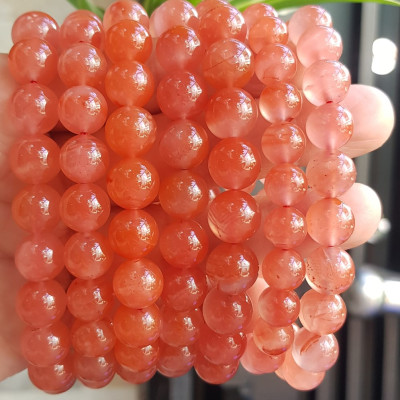 Vòng đeo tay nữ chuỗi mới đá mã não hồng cam bóng mượt đẹp size vòng hạt 10mm nam nữ mệnh hỏa mệnh thổ đeo ạ