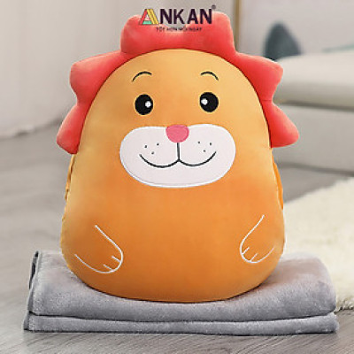 Bộ Chăn Gối Văn Phòng 3 Trong 1 Sư Tử Cam, Siêu Mềm Mại