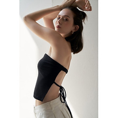 DOTTIE - Áo quây hở lưng vải thun - Đen - T0672