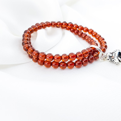 Vòng Tay Mệnh Hỏa, Thổ Đá Garnet Mix Charm Mèo May Mắn