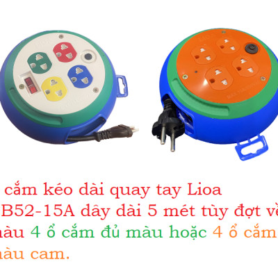 Ổ cắm Lioa 6 ổ đơn đa năng kéo dài DB52-10A ( dây 5m ) cao cấp 