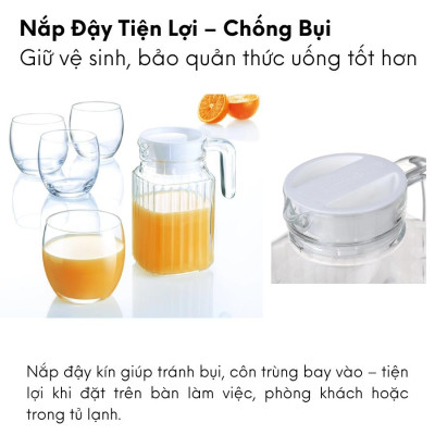 Bình đựng nước, pha trà thủy tinh Luminarc Quadro G2667/23369, dung tích 0.5L, dùng máy rửa bát | Hàng chính hãng