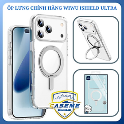 Ốp Lưng Wi wu IShield Ultra MCC-201 Cho iPhone 17, iPhone Air, iPhone 17 Pro, iPhone 17 Pro Max – Trong Suốt, Chống Sốc, Nam Châm, Giá Đỡ 360°  - Hàng Nhập Khẩu