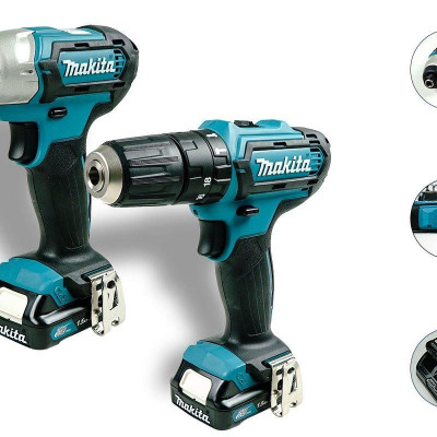 BỘ SẢN PHẨM MÁY KHOAN BÚA, MÁY VẶN VÍT PIN 12V MAKITA CLX228S (1 SẠC NHANH  2 PIN 12VMAX 1.5AH ) - HÀNG CHÍNH HÃNG