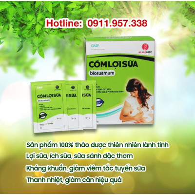 Cốm lợi sữa biosuamum loại  20 gói x 3g Tăng cường chất lượng sữa mẹ