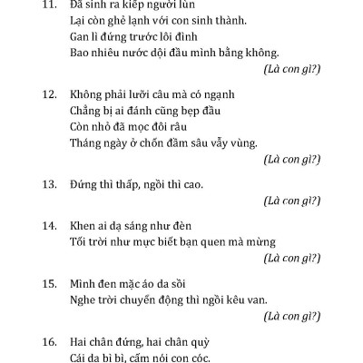 Câu Đố Về Các Loài Vật 