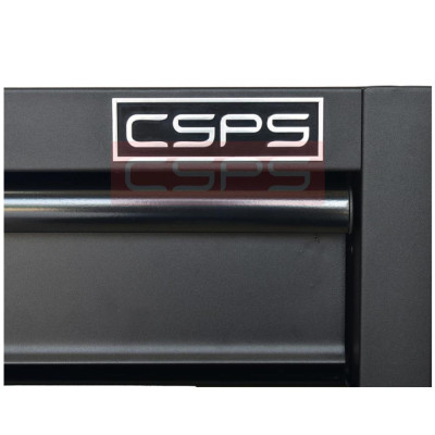 Bộ 2 Tủ dụng cụ CSPS 122cm 2 hộc kéo màu đen mặt ván gỗ kèm vách lưới