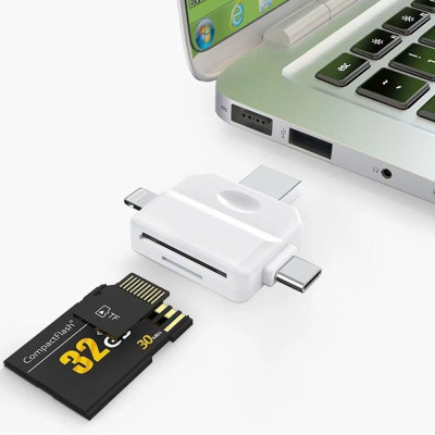 Đầu đọc thẻ nhớ SD, TF đa năng 3in1 Type c, L, USB dùng cho điện thoại, laptop, máy ảnh - Hàng nhập khẩu