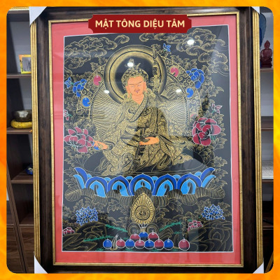Tranh Thangka Phật Liên Hoa Sinh – Tranh thủ công Liên Hoa Sanh Họa Sư Vẽ Tay Nepal Cao Cấp Tâm Linh Mật tông Diệu Tâm