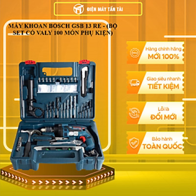 Bộ máy khoan động lực Bosch GSB 13 RE 650W SET 100 chi tiết