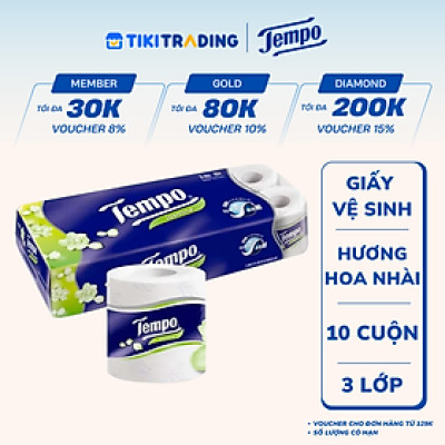 Lốc 10 Cuộn Giấy Vệ Sinh Tempo - Hoa Lài