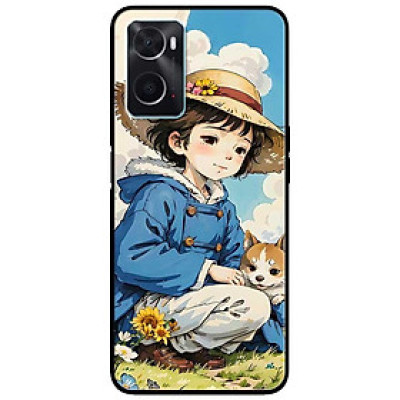 Ốp lưng cho Oppo A36 - A60 4G - A74 - A76 - A95 4G - A96 4G - Cô Gái Và Cún Con - Hàng Chính Hãng
