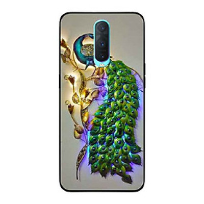 Ốp Lưng in cho Oppo R17 Pro Mẫu Chim Công Nền Xám - Hàng Chính Hãng