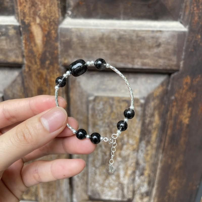 Lắc Bạc mix Đá Phong Thuỷ Theo Mệnh - Nhận làm theo yêu cầu