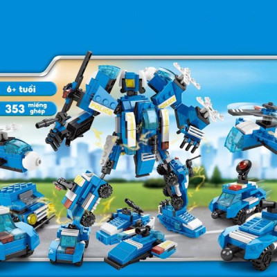 Đồ Chơi Lắp Ráp Robot Cảnh Sát Biến Hình 8 Trong 1 - Police - Toys&Joys 8618 (353 Mảnh Ghép)