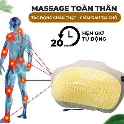 Gối massage hồng ngoại đau vai cổ lưng Shiatsu OKACHI JP-568