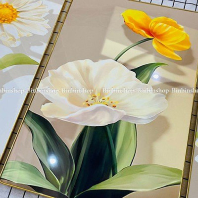 TRANH TRÁNG GƯƠNG - TRANH TREO TƯỜNG HOA POPPY - TRANH TREO PHÒNG KHÁCH SANG TRỌNG(TẶNG KÈM ĐINH 3 CHÂN)