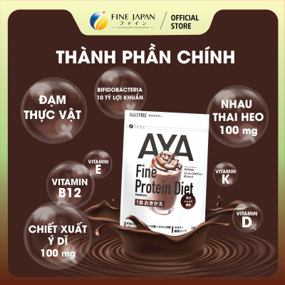 Bột Protein thực vật Aya’s Selection Protein Diet FINE JAPAN Vị Socola gói 300g
