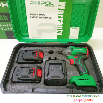 Combo Máy chuyên vít 21V có đèn led hỗ trợ ánh sáng PHIPOL TOOLS PH3013 Kèm 2 pin và sạc - Hàng Chính Hãng