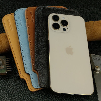 Bao da rút IONECASE điện thoại  15 Pro Max, 14 Pro Max, 13 Pro Max..Da Bò Thật mẫu 8 - Hàng chính hãng