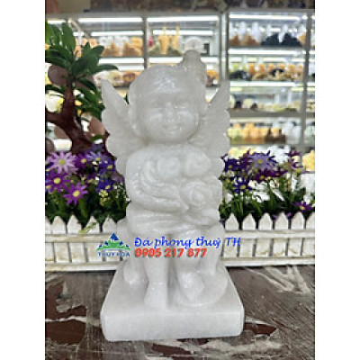 Tượng thiên thần, tượng công giáo đá cẩm thạch trắng - Cao 30 cm