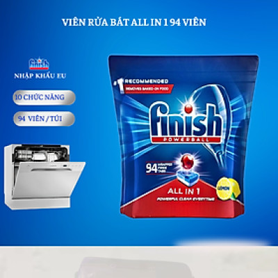 Viên rửa chén cao cấp FINISH All in one - Dành cho máy rửa chén - Nhập khẩu từ Đức