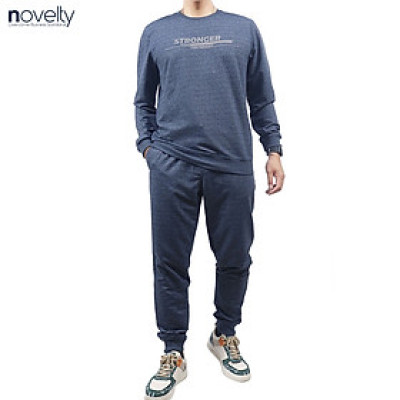 Bộ nỷ chui đầu họa tiết phản quang Novelty Regular fit xanh xám đậm NBNMMDMT3R230635B