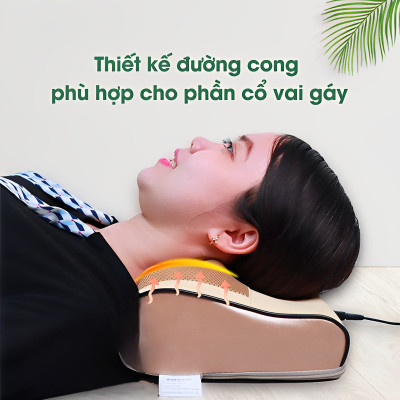 Gối Massage Hồng Ngoại 16 Bi Trị Liệu Nhật Bản, Mát Xa Cổ, Lưng, Vai Gáy
