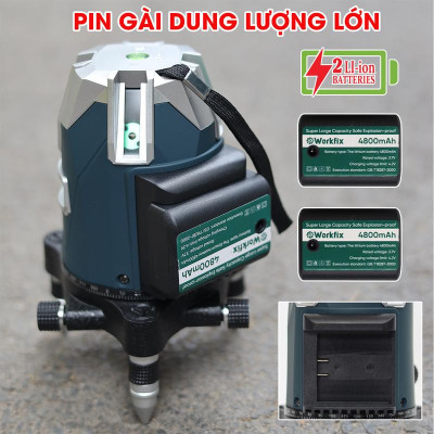 Máy Cân Bằng Laser 5 Tia Xanh Workfix WF-LS686 - Đế Bi NSK - 2 Pin 4800mAh - Đèn Led Siêu Sáng - Bảo Hành Chính Hãg 6 Tháng
