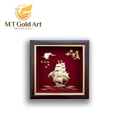 Tranh thuyền thuận buồm xuôi gió (20x20cm) MT Gold Art- Hàng chính hãng, trang trí nhà cửa, quà tặng sếp, đối tác, khách hàng.