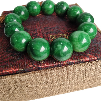 Vòng tay mã não xanh lục tự nhiên 11mm tặng hộp đựng phong thủy V5254