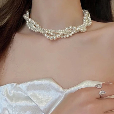 Dây chuyền vòng cổ ngọc trai nhiều lớp sang chảnh khí chất tiểu thư Hàn Quốc