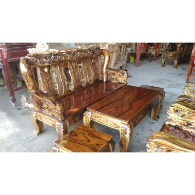 BỘ BÀN GHẾ GỖ TRÀM TAY 12 MINH QUỐC ĐÀO PHUN VÂN 6 MÓN